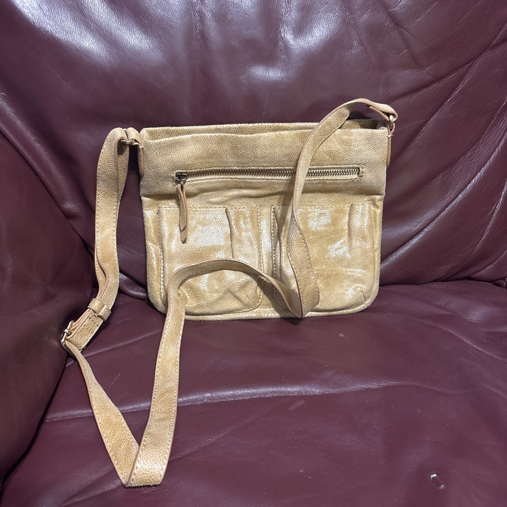 Chicos Brown Susi Messenger Poly Small Bag Purse Adjustable Strap Crossbody‎